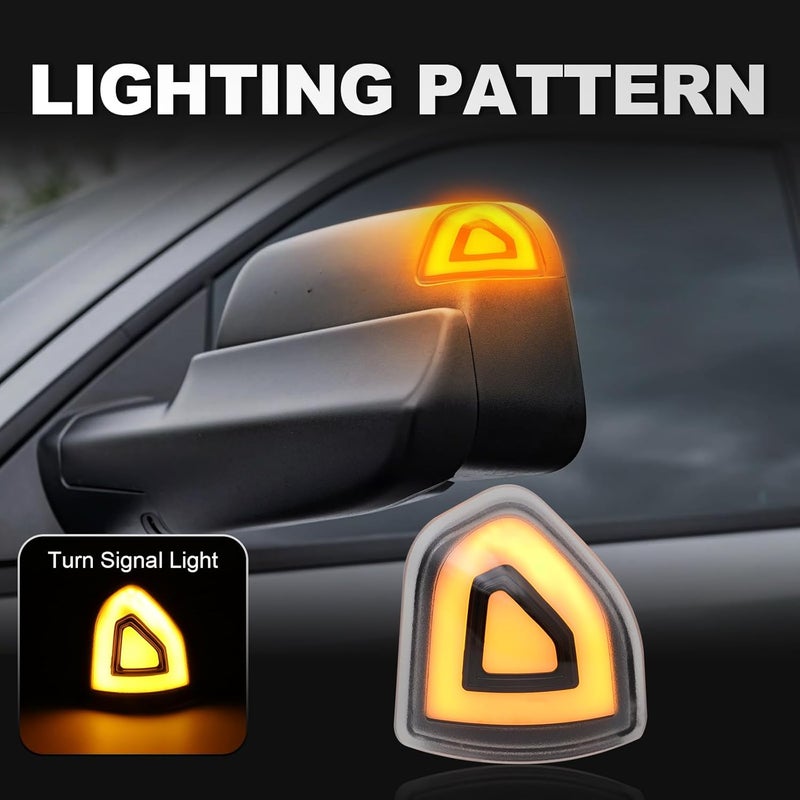 Aexploer Side Tow Mirror Turn Signal Lights LED Compatible with Ram 1500 2010-2023/for Ram 1500 Classic 2019-2022/for Ram 2500 2010-2018/for Ram 3500 2010-2021 Amber Yellow Blink Marker (Smoked Len) - Image 2